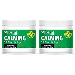 Vibeful Calming Melatonin Peanut Butter Flavored Soft Chews Calming Supplement for Dogs, 90 count, bundle of 2