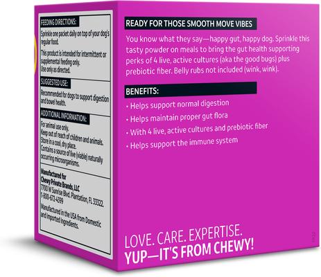 Show full view: Vibeful Probiotic Gastrointestinal Support Powder Digestive Supplement for Dogs, 30 count, bundle of 3 slide 3 of 11