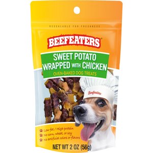 Beefeaters Sweet Potato Wrap Chicken Jerky Dog Treats, 2-oz bag, case of 12