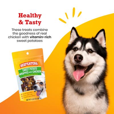 Show full view: Beefeaters Sweet Potato Wrap Chicken Jerky Dog Treats, 4.25-oz bag slide 4 of 9
