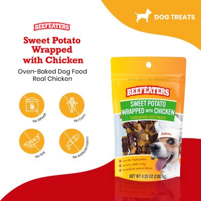 Show full view: Beefeaters Sweet Potato Wrap Chicken Jerky Dog Treats, 4.25-oz bag slide 3 of 9