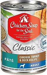 Chicken Soup for the Soul Adult Pate Chicken, Turkey & Duck Recipe Canned Dog Food, 13-oz can, bundle of 24