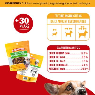 Show full view: Beefeaters Sweet Potato Wrap Chicken Jerky Dog Treats, 12-oz bag slide 6 of 9