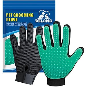 Delomo Dog, Cat Horse & Small Pet Grooming Glove, Green