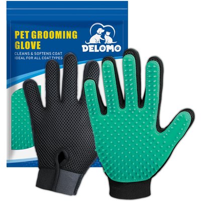 Delomo Delomo Dog, Cat Horse & Small Pet Grooming Glove, Green