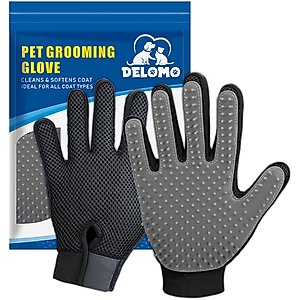 Delomo Dog, Cat Horse & Small Pet Grooming Glove, Gray