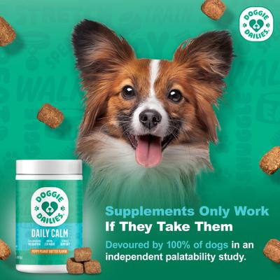 Show full view: Doggie Dailies Peanut Butter Flavored Calming Soft Chew Dog Supplement, 225 count slide 5 of 11