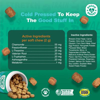 Show full view: Doggie Dailies Peanut Butter Flavored Calming Soft Chew Dog Supplement, 225 count slide 7 of 11