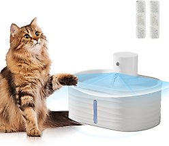 PATPET Cordless Rechargeable Cat Water Fountain, White, 2.5-L