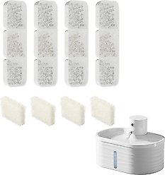 PATPET Cordless Rechargeable Cat Water Fountain Replacement Filters, White, 4 count