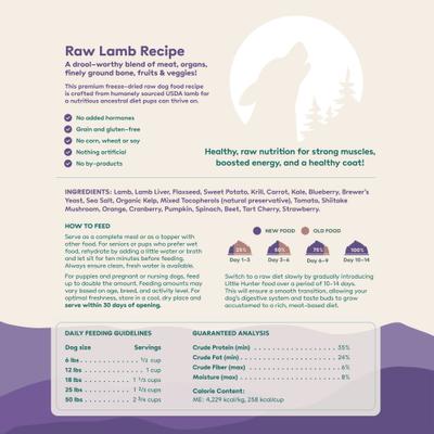 Show full view: Little Hunter Lamb Recipe Grain-Free Freeze-Dried Dog Food, 15-oz bag slide 3 of 6