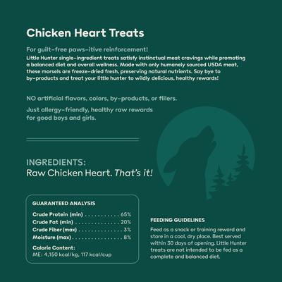 Show full view: Little Hunter Chicken Heart Grain-Free Freeze-Dried Dog Treats, 2-oz bag slide 3 of 5