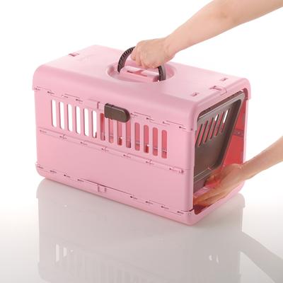 Show full view: Richell Foldable Dog & Cat Carrier, Soft Pink & Brown, X-Small slide 2 of 7