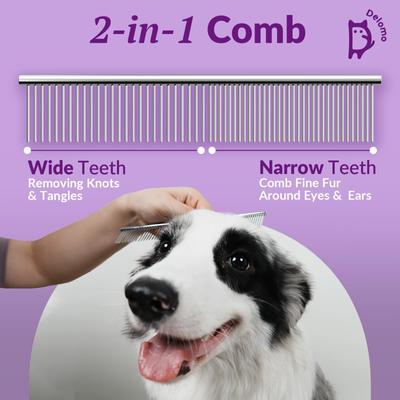 Show full view: Delomo Undercoat Rake & Bristle Brush Set Dog & Cat Grooming Kit slide 3 of 9