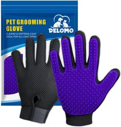 Delomo Dog, Cat Horse & Small Pet Grooming Glove, Purple