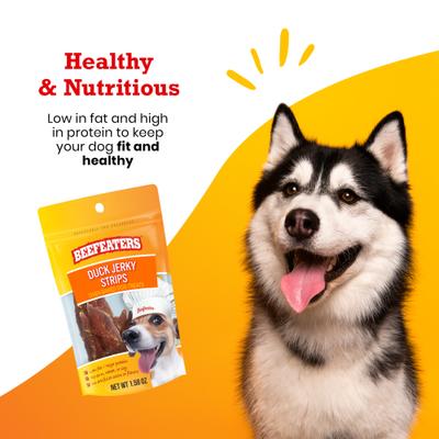Show full view: Beefeaters Duck Strips Jerky Dog Treats, 1.58-oz bag, case of 12 slide 4 of 9