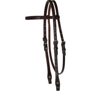 Circle Y Classic Floral Browband Horse Headstall, 5/8-in, Walnut
