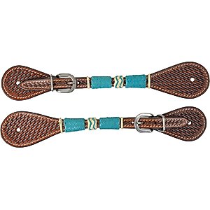Circle Y Ladies Turquoise Round Up Spur Straps, 7 1/2 to 9-in, Regular Oil
