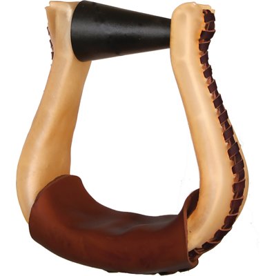 Circle Y Circle Y ErgoBalance Flint Rawhide Laced Horse Stirrups, 3-in, 2 count, Heavy Oil