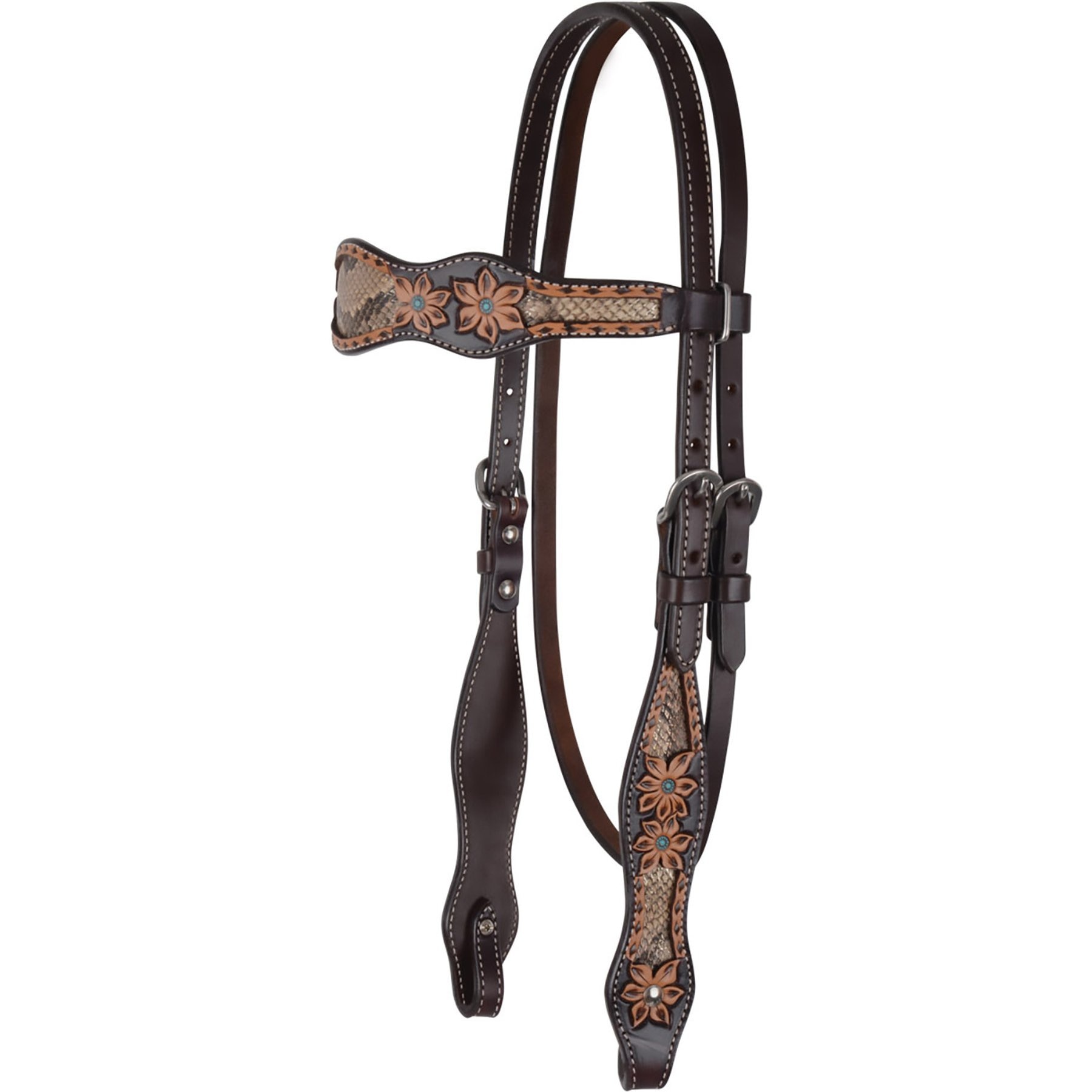 Circle Y Python Pass Browband Horse Headstall, Vintage, 35 to 43-in