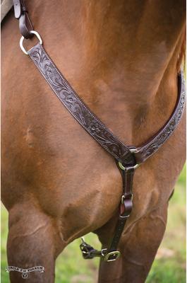 Show full view: Circle Y Straight Floral Horse Breast Collar, Walnut, 1 1/2-in slide 3 of 3