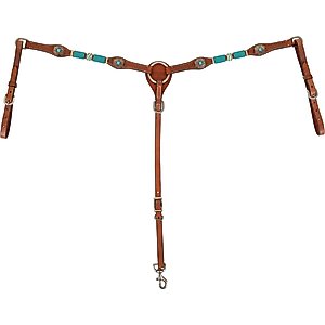 Circle Y Turquoise Roundup Horse Breast Collar, Regular Oil, Turquoise, 25 to 27-in