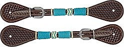 Circle Y Ladies Turquoise Round Up Spur Straps, 7 1/2 to 9-in, Chocolate