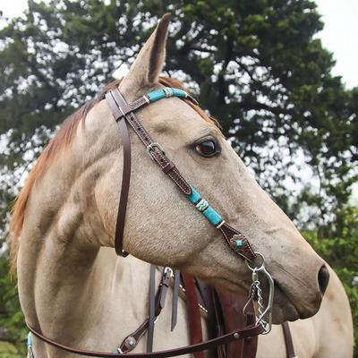 Show full view: Circle Y Turquoise Roundup Futurity Horse Browband, 1/2 to 5/8-in, Chocolate slide 4 of 5