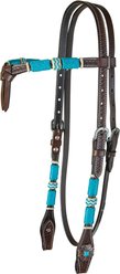 Circle Y Turquoise Roundup Futurity Horse Browband, 1/2 to 5/8-in, Chocolate
