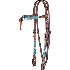 Circle Y Turquoise Roundup Futurity Horse Browband, 1/2 to 5/8-in, Regular Oil