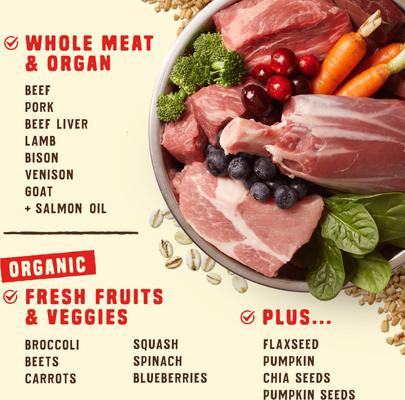 Show full view: Stella & Chewy's Wild Red Raw Blend Kibble Wholesome Grains Red Meat Recipe Dry Dog Food, 3.5-lb bag slide 4 of 11