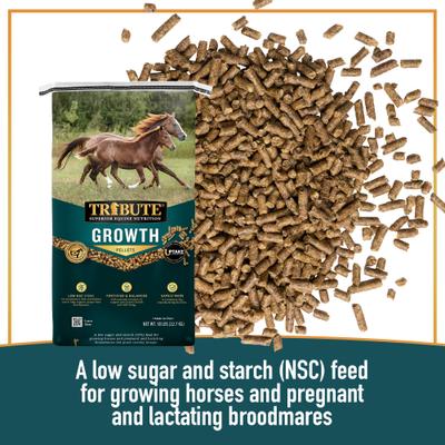 Show full view: Tribute Equine Nutrition Growth Pellet Low-NSC, Molasses-Free Horse Feed, 50-lb bag slide 4 of 8
