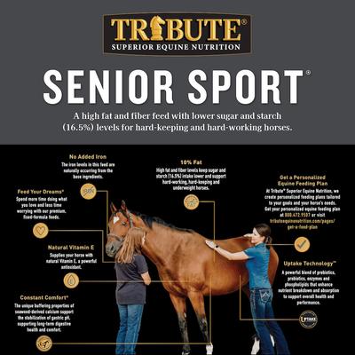 Show full view: Tribute Equine Nutrition Senior Sport High Fiber, High Fat Horse Feed, 50-lb bag slide 3 of 9