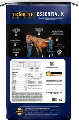 Show full view: Tribute Equine Nutrition Essential K Low-NSC Horse Feed, 50-lb bag slide 2 of 7