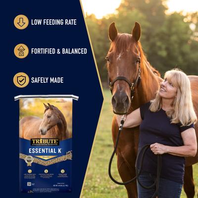 Show full view: Tribute Equine Nutrition Essential K Low-NSC Horse Feed, 50-lb bag slide 5 of 7