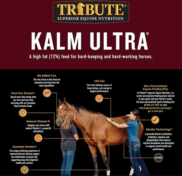 Show full view: Tribute Equine Nutrition Kalm Ultra High Fat Horse Feed, 50-lb bag slide 3 of 8