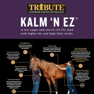 Show full view: Tribute Equine Nutrition Kalm N' EZ Pellet Low-NSC, Molasses-Free Horse Feed, 50-lb bag slide 3 of 9