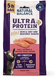 Natural Balance Ultra Protein Plus Skin & Coat & Digestive Health Salmon & Chicken Meal Recipe Dry Cat Food, 5-lb bag