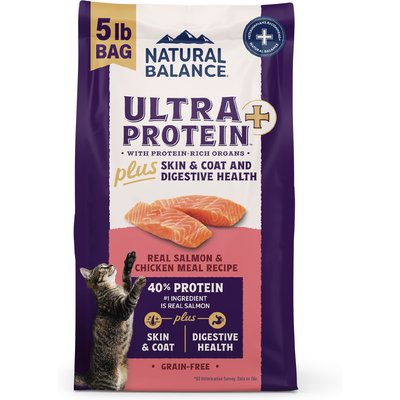 Natural Balance Natural Balance Ultra Protein Plus Skin & Coat & Digestive Health Salmon & Chicken Meal Recipe Dry Cat Food, 5-lb bag