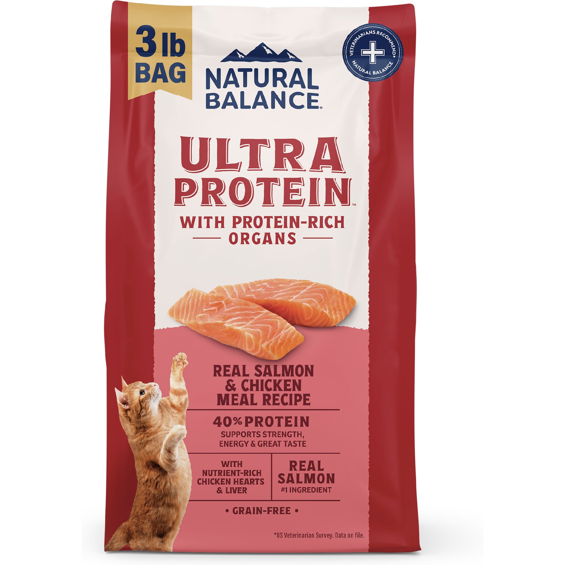 Natural Balance Ultra Protein Salmon & Chicken Meal Recipe Dry Cat Food, 3-lb bag