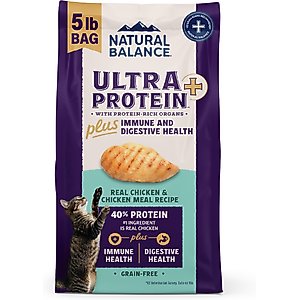 Natural Balance Ultra Protein Plus Immune & Digestive Health Chicken & Chicken Meal Dry Cat Food, 5-lb bag