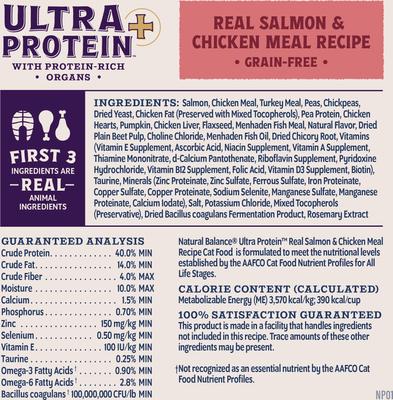 Show full view: Natural Balance Ultra Protein Plus Skin & Coat & Digestive Health Salmon & Chicken Meal Recipe Dry Cat Food, 5-lb bag slide 10 of 11