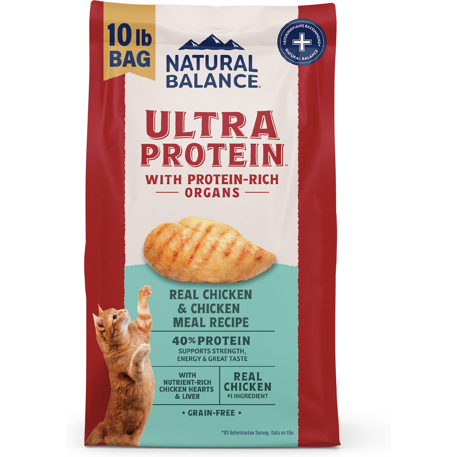 Natural Balance Ultra Protein Chicken & Chicken Meal Recipe Dry Cat Food, 20-lb bundle