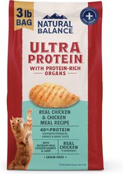 Natural Balance Ultra Protein Chicken & Chicken Meal Recipe Dry Cat Food, 3-lb bag