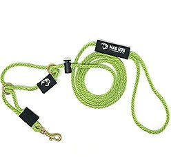 Mad Dog Products English Slip/Safety Strap Combo Dog Leash, Lime, 6-ft long, 1/4-in wide