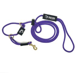 Mad Dog Products English Slip/Safety Strap Combo Dog Leash, Purple, 6-ft long, 1/4-in wide