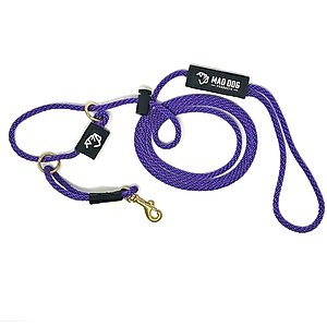Mad Dog Products English Slip/Safety Strap Combo Dog Leash, Purple, 6-ft long, 1/4-in wide