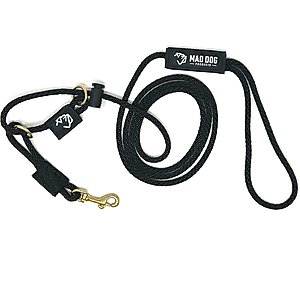 Mad Dog Products English Slip/Safety Strap Combo Dog Leash, Black, 6-ft long, 1/4-in wide