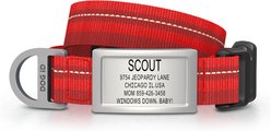 DOG iD Personalized Stainless Steel Dog ID Tag & Collar, Red, Small: 10.25 to 15-in neck, 3/4-in wide