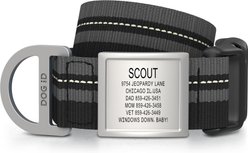 DOG iD Personalized Stainless Steel Dog ID Tag & Collar, Black, X-Large: 18 to 28.5-in neck, 1.25-in wide